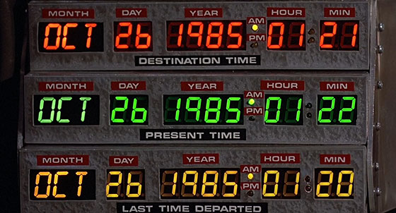 Back To The Future (Eurostile Bold Extended, once again proving itself to be the definitive font of the future)